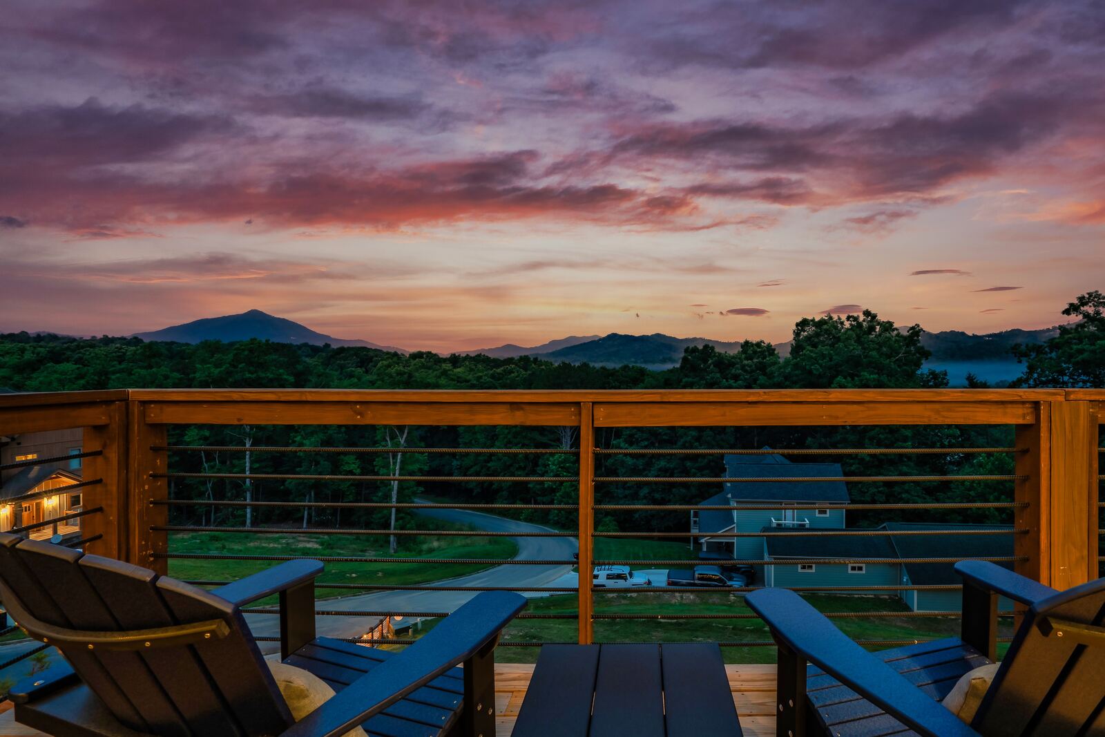 Sunset mountain view from the deck