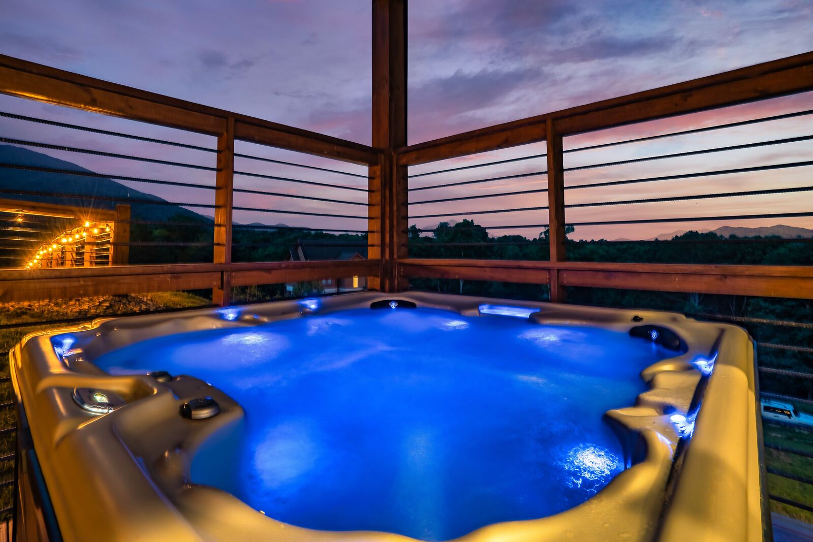 Private hot tub overlooking the Smokies